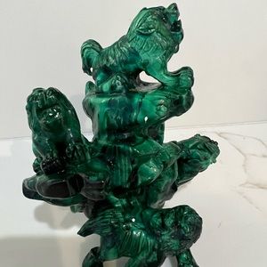 Malachite statue of wolves